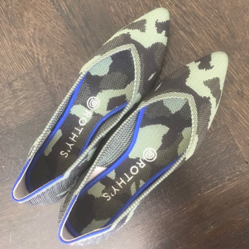 Rothy's "The Point" flats - Olive Green Camo (Retired color way)